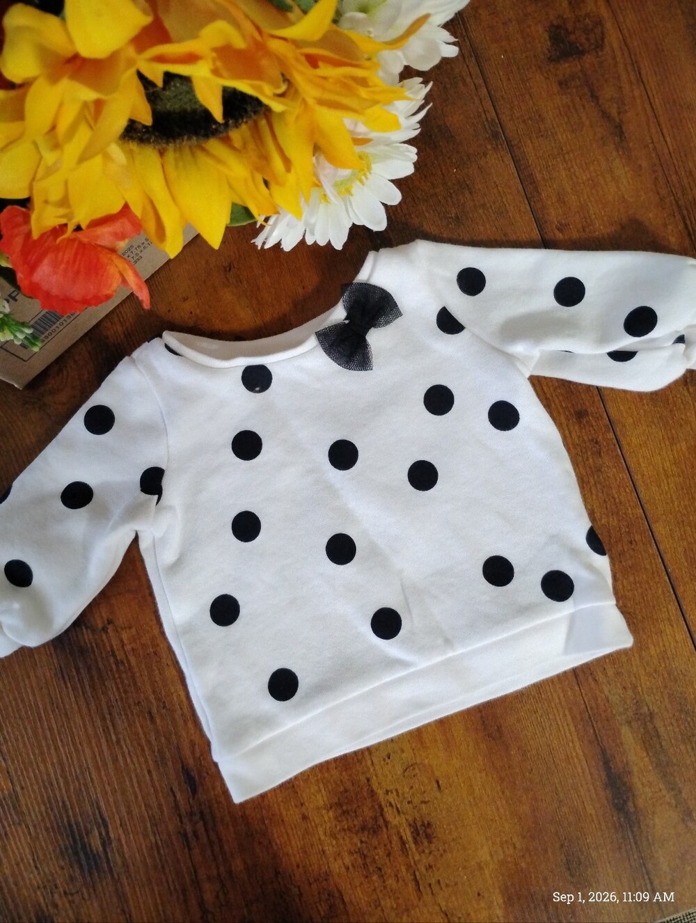 Carter's White Top with Black Bow Accent